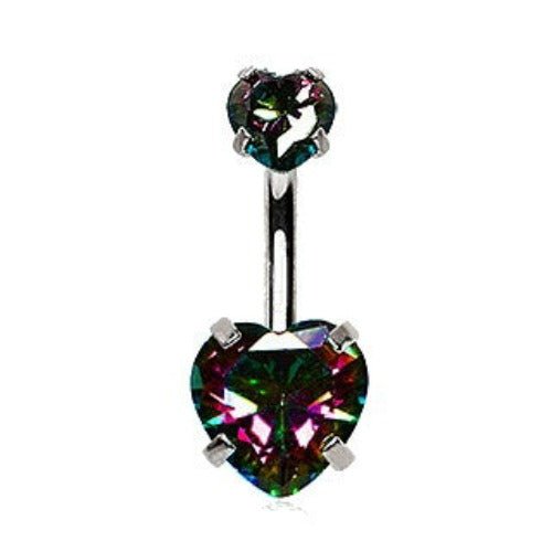 Bye Felicia Goods® Heart Crystal Belly Button Ring – Vitrail Medium Navel Jewelry