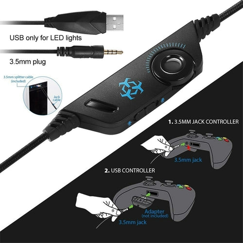 Dragon Gaming Headset for PS4, PC, Xbox – LED Light, Mic & Inline Controls