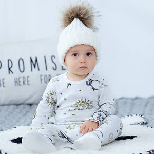 New Arrival Baby Sun Moon Star Graphic Long Sleeve Bottoming Shirt & Trousers Clothing Sets-0