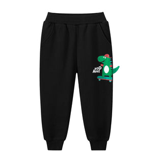 Children Boys Dinosaur Skating Cartoon Sports Trousers With Pockets-0