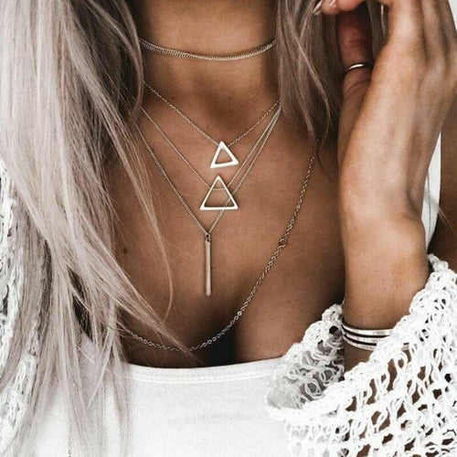 Double Trouble – Layered Triangle Necklace Set