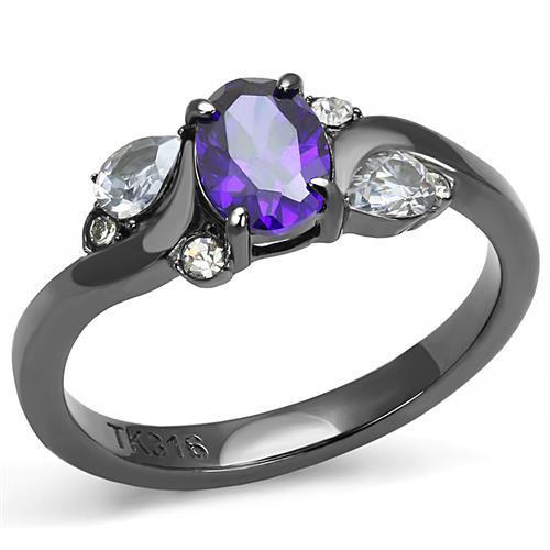 Bye Felicia Goods® Tanzanite CZ Statement Ring – IP Gunmetal Stainless Steel AAA Grade